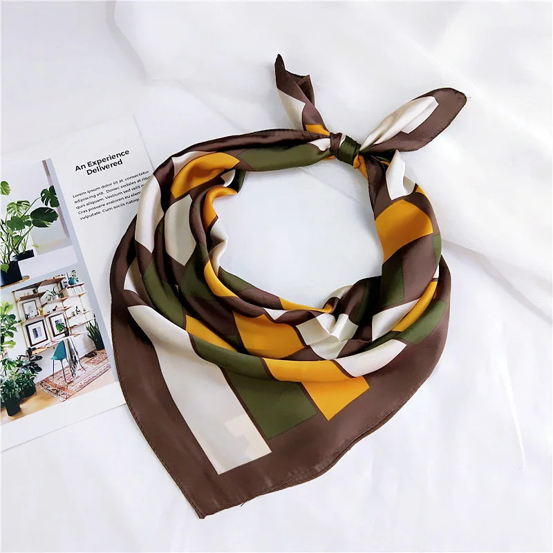 Женский большой клетчатый квадратный шарф с принтом тиара длинный платок для