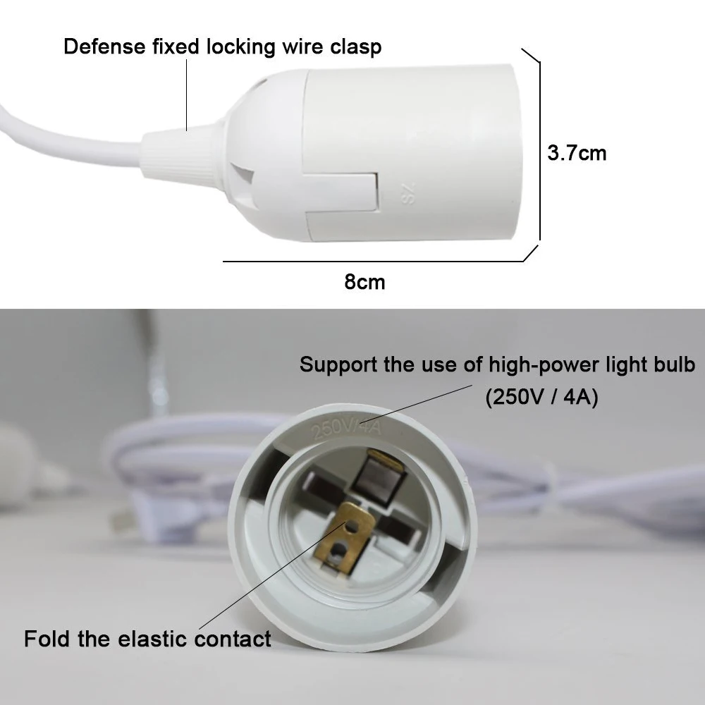 1 8 м повесить Plug and play E27 цоколь лампы Держатель гибкий удлинитель конвертер