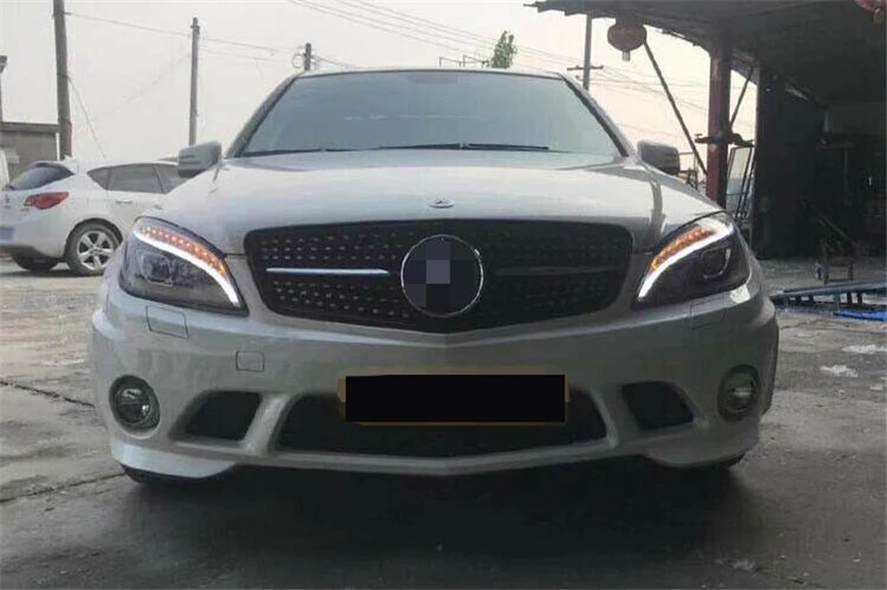 Новые фары автомобиля Стайлинг для Benz C-Class W204 фары 2007-2011 двойной луч объектив проектор ксеноновые HID фары светодиодные DRL
