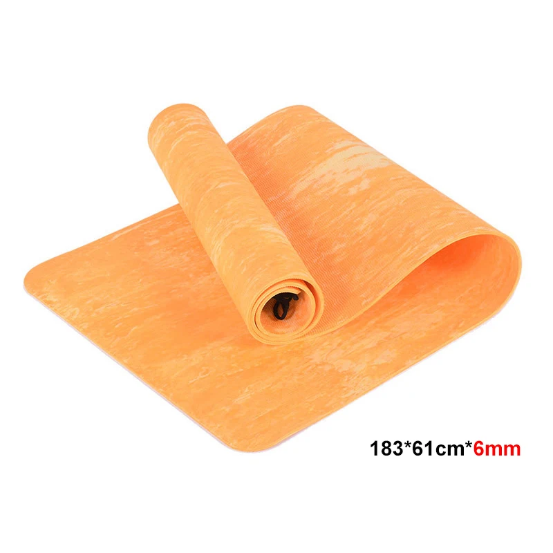6mm orange Камуфляжный Коврик для йоги 6 мм/8 мм TPE безвкусный Экологичный коврик для фитнеса и йоги нескользящий для упражнений, йоги и пилатеса - Цвет: 6mm orange