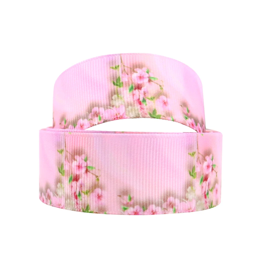 David accessories 1 ''с фокусным расстоянием 25 мм мягкие чехлы с изображением цветов с принтом резинка из полиэстера 50 ярдов, материалы для ручных поделок, 50Yc3955 - Цвет: 1064644001