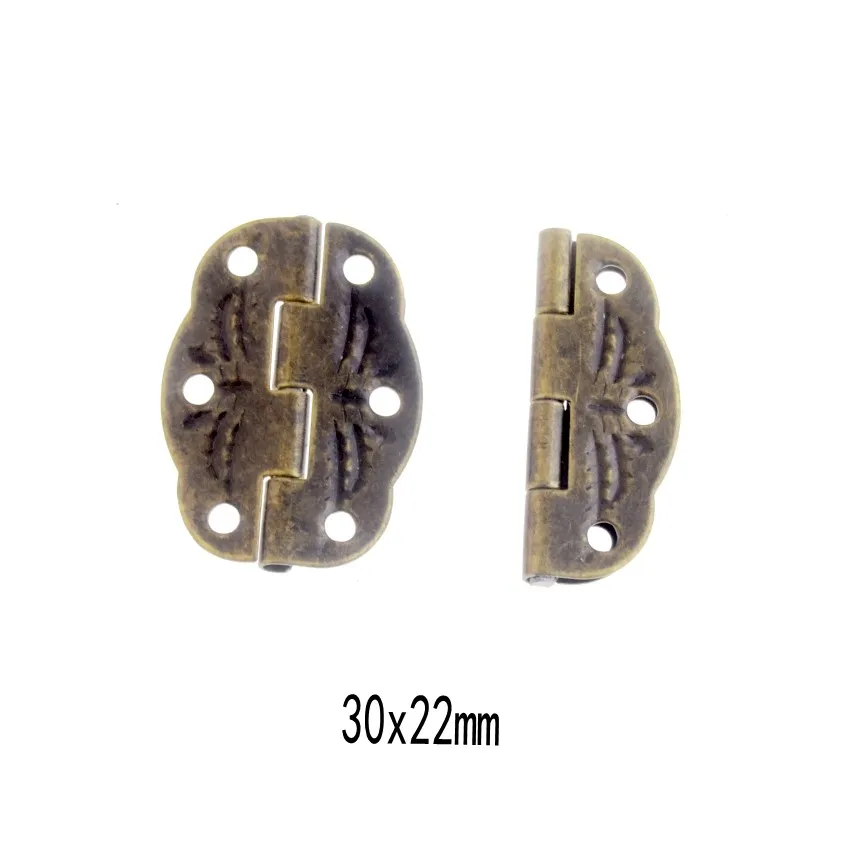 30x22mm Bronze 10 компл. Золотые/серебряные/бронзовые дверные петли ящика шкафа Ювелирная коробка декоративные петли для мебельной фурнитуры - Цвет: 30x22mm Bronze