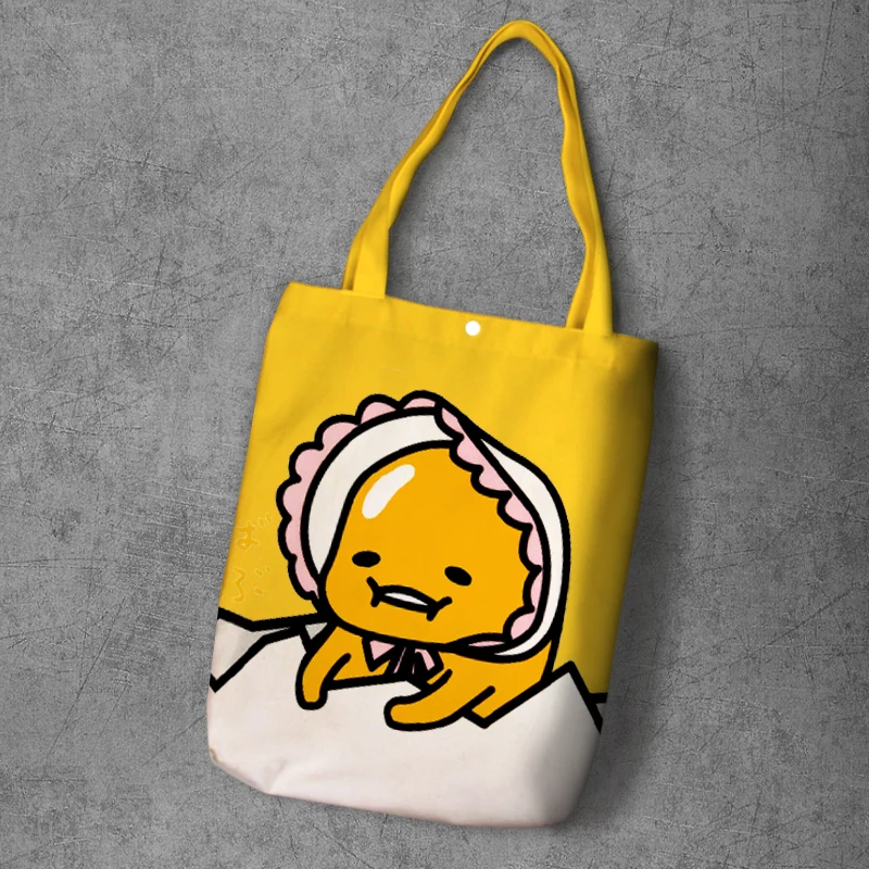 Gudetama мультяшная Студенческая печатная парусиновая сумка для покупок, большая емкость, настраиваемая Сумка-тоут, модные женские повседневные сумки на плечо - Цвет: Image Color