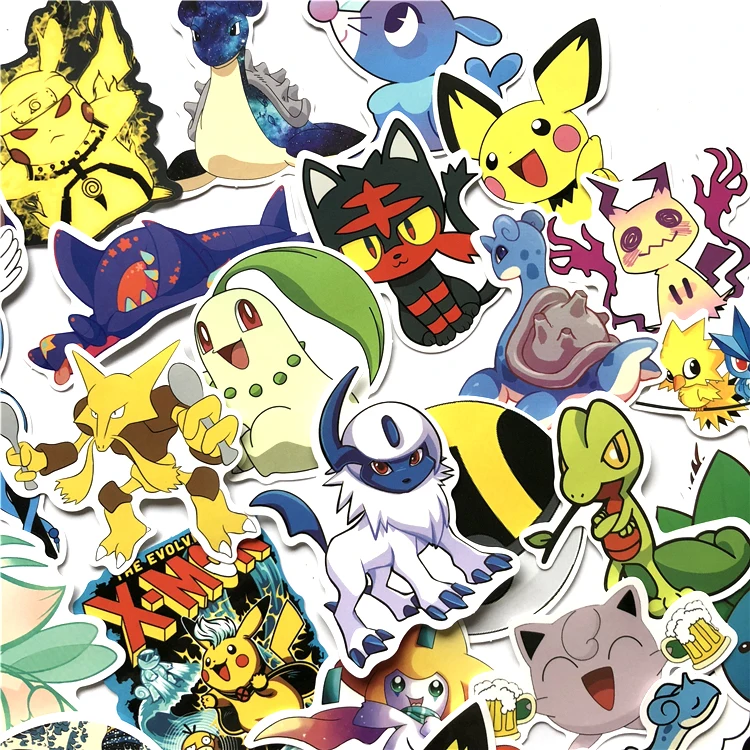 45 шт Стикеры s Kawaii pikaPokeball аниме наклейки для Водонепроницаемый солнцезащитный