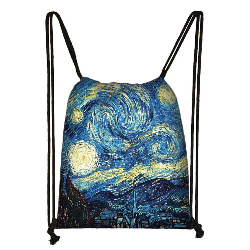 Galaxy / starry night print drawstring bag women travel bag fashion teenager girls canvas softback backpack female storage bag - Цвет: skdxk02
