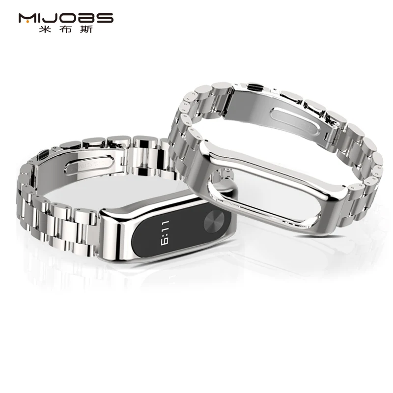 

Mijobs Mi Band 2 Wrist Strap Metal Stainless Steel for Xiaomi Mi Band 2 Smart Accessories Bracelet Watch Miband 2 Band Wristband