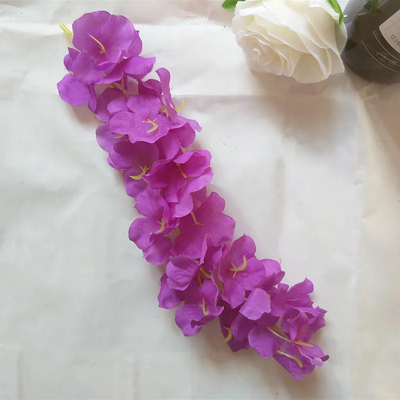 purple Новое поступление искусственный цветок глицинии лоза шелковая Гортензия ротанг DIY Свадьба День Рождения Вечеринка украшения фон цветы - Цвет: purple