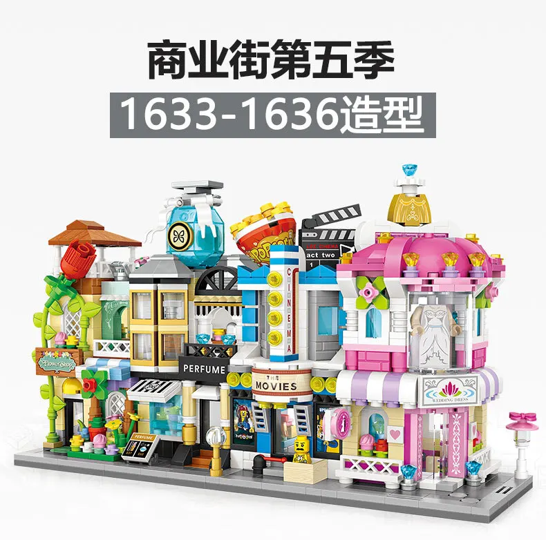 LOZ Mini Rue Scene Blocs de Construction Ville pour Enfants Briques Modele Magasin Boutique Свадебный магазин архитектура