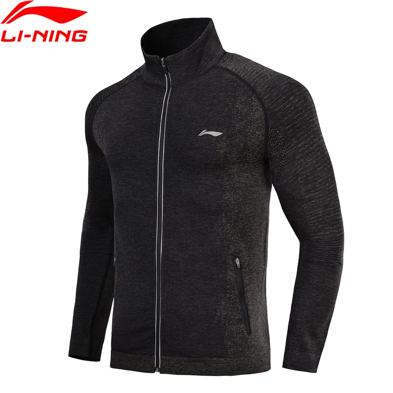Li-Ning, мужская куртка для бега, бесшовная, для фитнеса, трикотажная, спортивный топ, удобный свитер, облегающая, для бега, с подкладкой, спортивные куртки AWYN001 MWJ2520