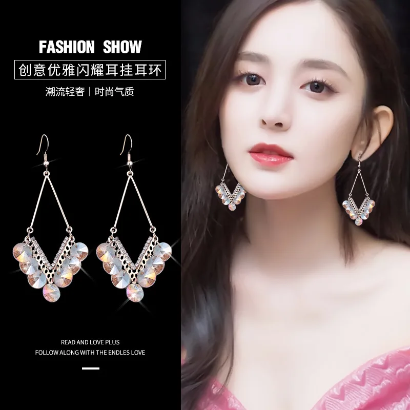 Геометрические длинные висячие серьги крупные с подвесками для женщин ювелирные