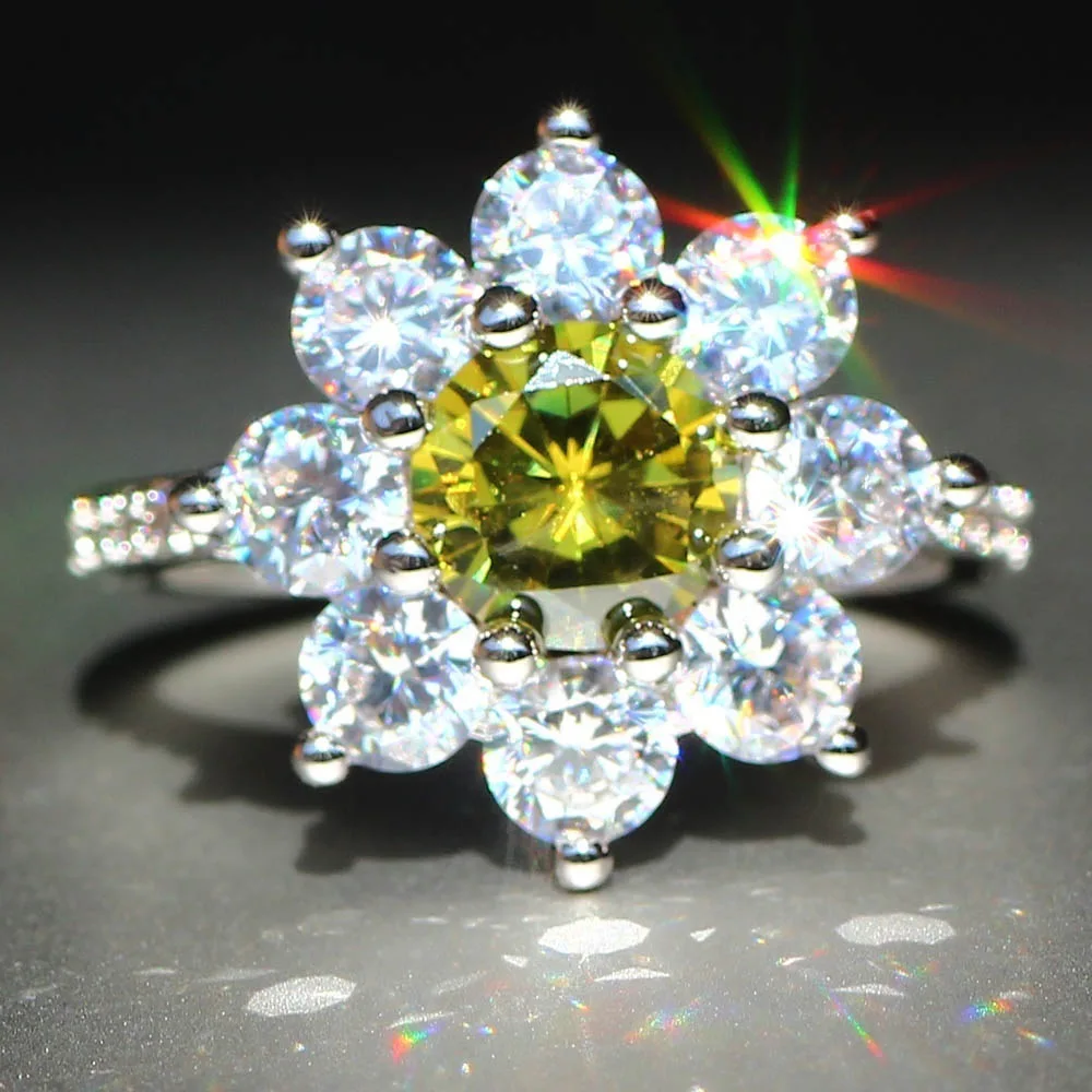 

Ring Flower White Women Chic Engagement Jewelry Wedding Size 6-10