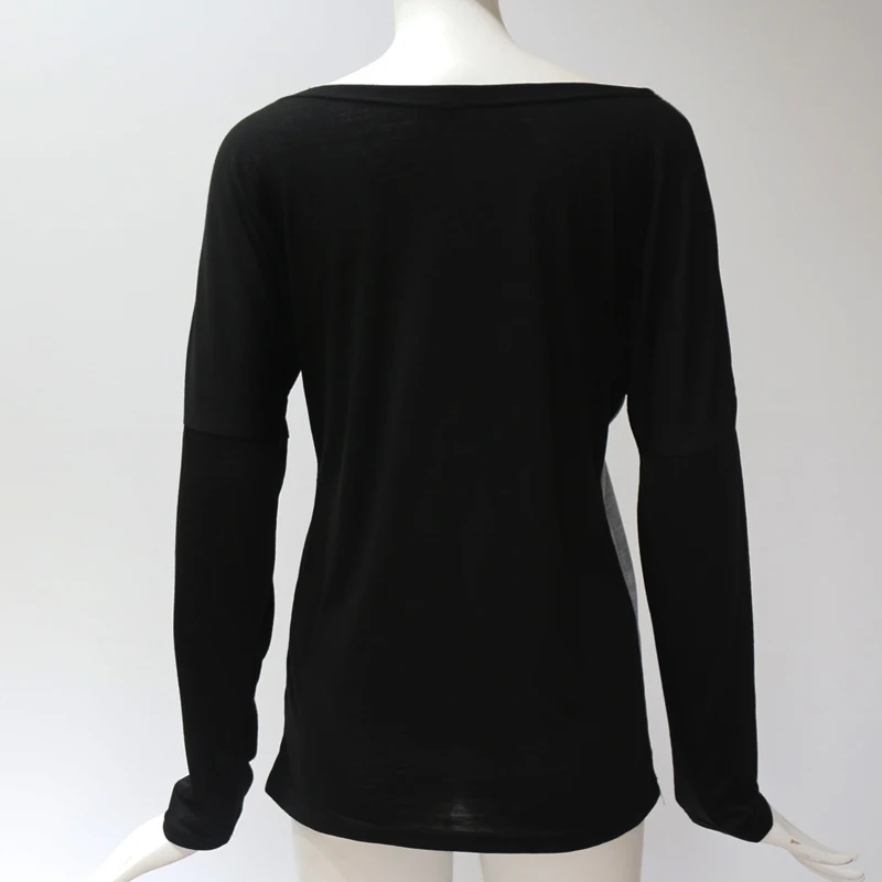 New T Shirt Women Fashion Patchwork Color Block Shirt Leisure Long Sleeve Top Cotton Casual Loose T-Shirt Ladies Office Top