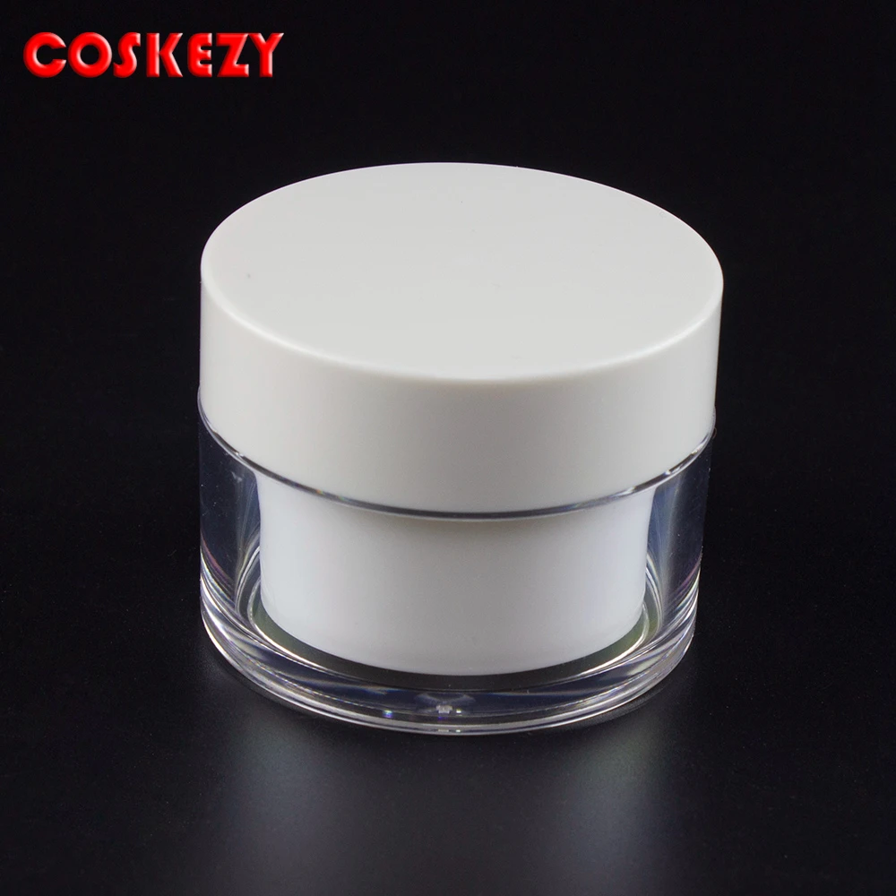 50PCS 30G white Cream Jar with white lid,double wall, Plastic Cosmetic Container,Empty Makeup Sub-bottling,Sample Mask Pot