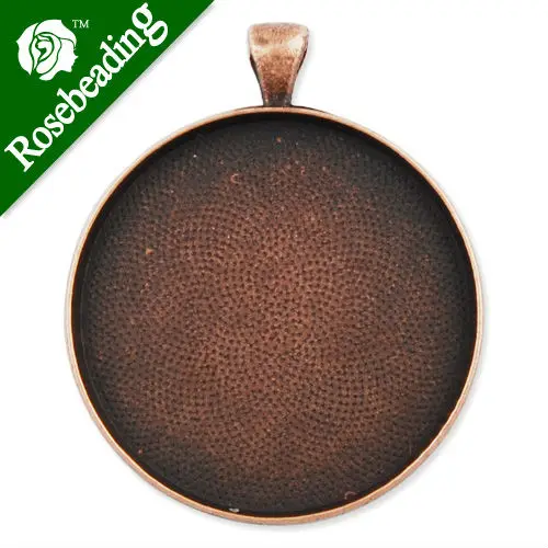 

40MM Antique Copper Round Zinc Alloy Cameo Cabochon Base Setting Pendants,Nickle and Lead free;fit 38mm cabochon