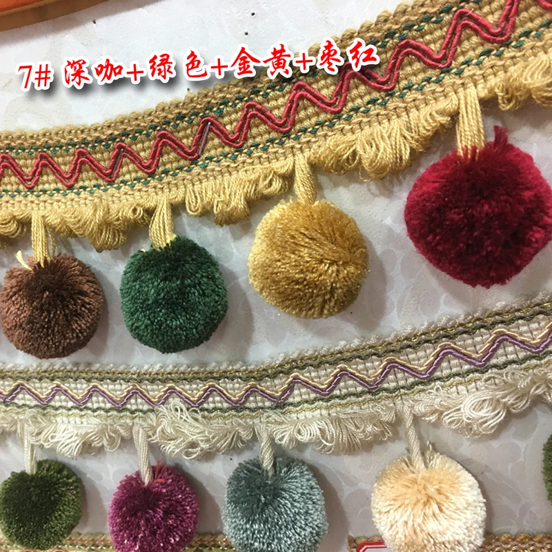 Yellow Jujube Red 1 ярдов 6 м Широкий помпон занавес бахрома кружева кисточка отделка DIY одежда юбка домашние текстильные украшения занавес кружевная лента - Цвет: Yellow Jujube Red