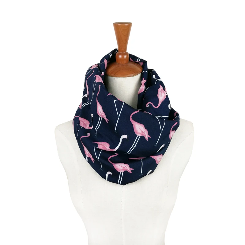 Женский шелковый шарф с принтом птицы кольцо в виде фламинго модные аксессуары