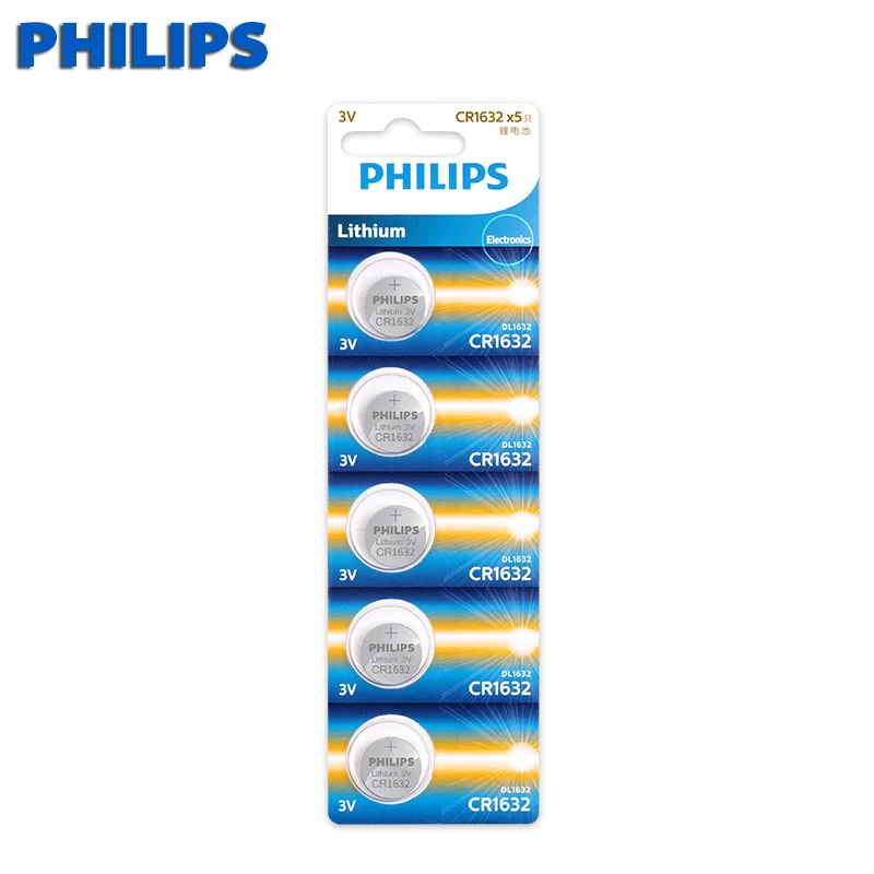 Philips 5 шт./упак. CR1632 кнопки батареи LM1632 BR1632 ECR1632 сотового монета литиевая батарея 3 в CR 1632 для часов электронная игрушка Re