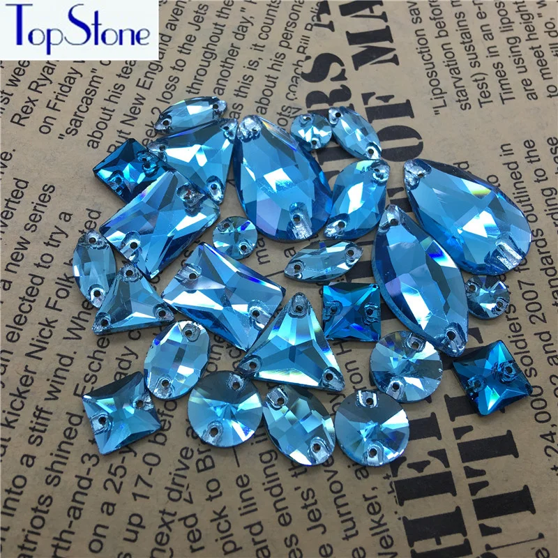 Аквамариновый Цвет стеклянные кристаллы пришивные стразы плоские с задней