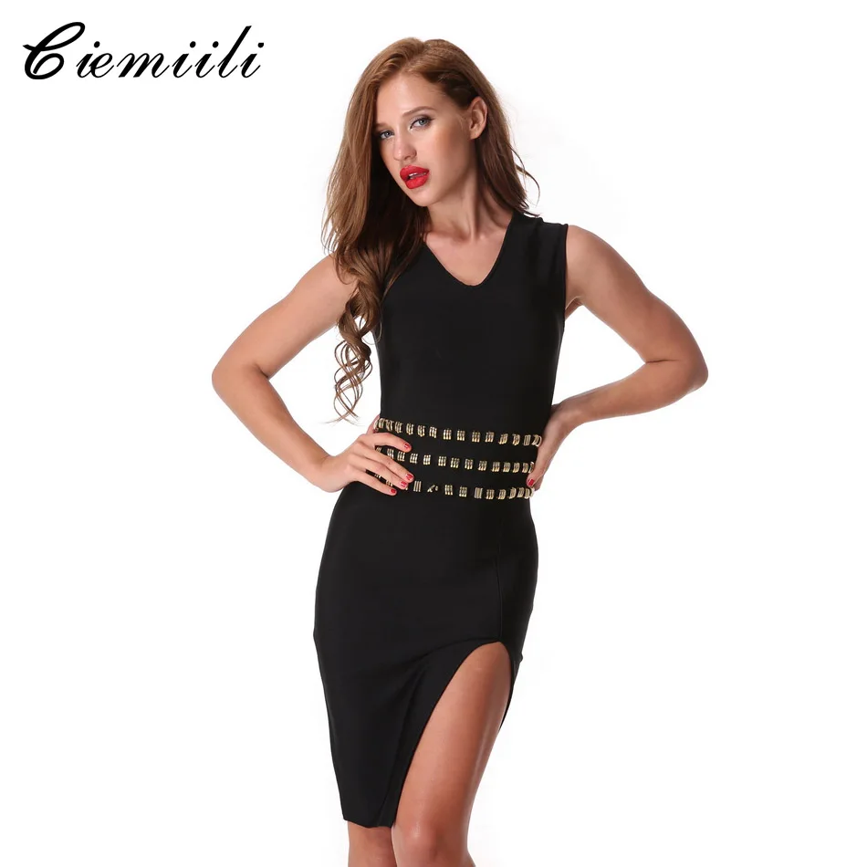 Женское вечернее платье без рукавов CIEMIILI облегающее на бретельках с v-образным