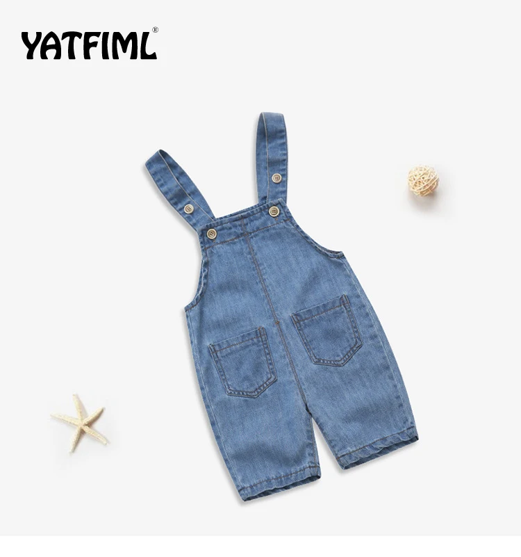 Детские брюки YATFIML для мальчиков и девочек джинсовый комбинезон весенне-летние