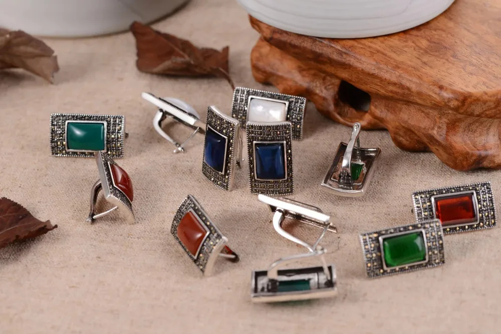 Роскошные Ювелирные Изделия Серьги Девочек Фантазии леди Серебра 925 Крюк зеленый