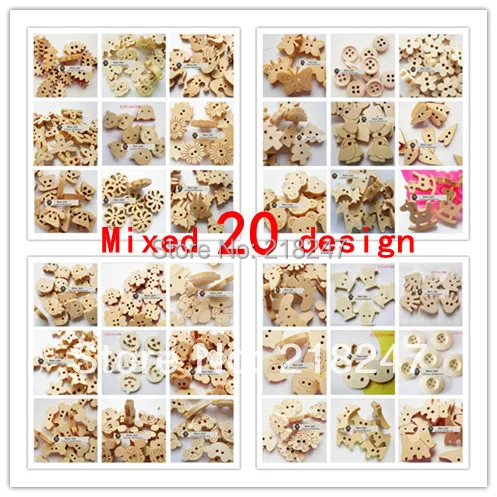 Бесплатная доставка! Пуговицы из натурального дерева в мультяшном стиле 42 вида 300