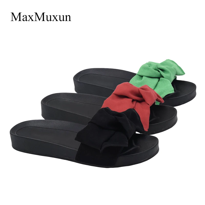 MaxMuxun/женские резиновые шлепанцы с бантиком пляжные вьетнамки для дома женские