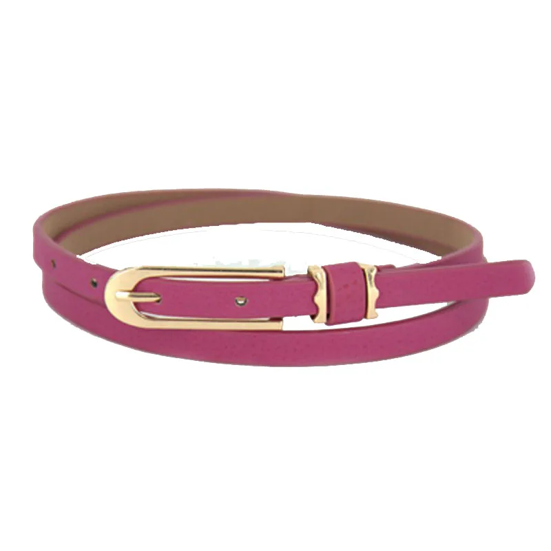 Женский ремень из искусственной кожи тонкий конфетных цветов с пряжкой для