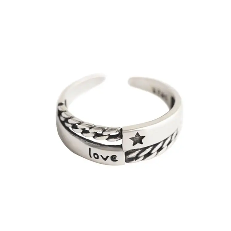 

Brief love Silver 925 rings for women star Index Ring fashion jewelry