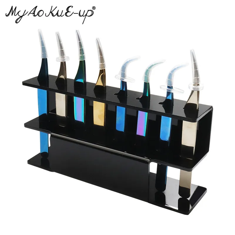 8 Grid black MyAoKuE-Up Пинцет для хранения, держатель для ресниц, акриловый пинцет, подставка для хранения ножниц, держатель, инструмент для красоты и макияжа - Цвет: 8 Grid black