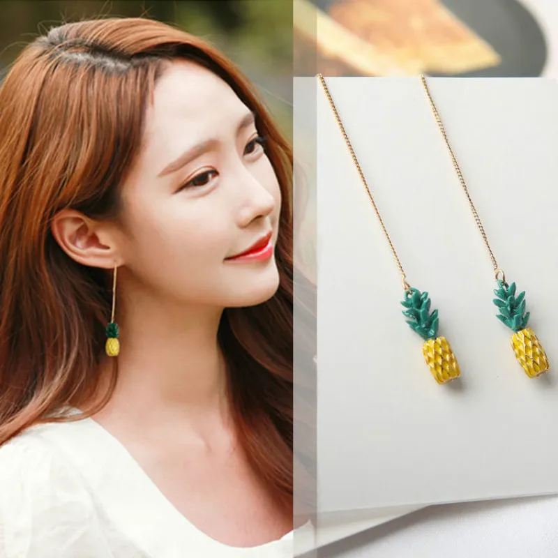 Новые эмалевые висячие серьги в виде фруктов и ананасов модные элегантные