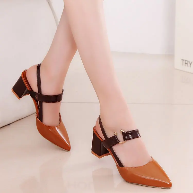 2019 г. Новые популярные корейские модные туфли с острым носком на высоком каблуке