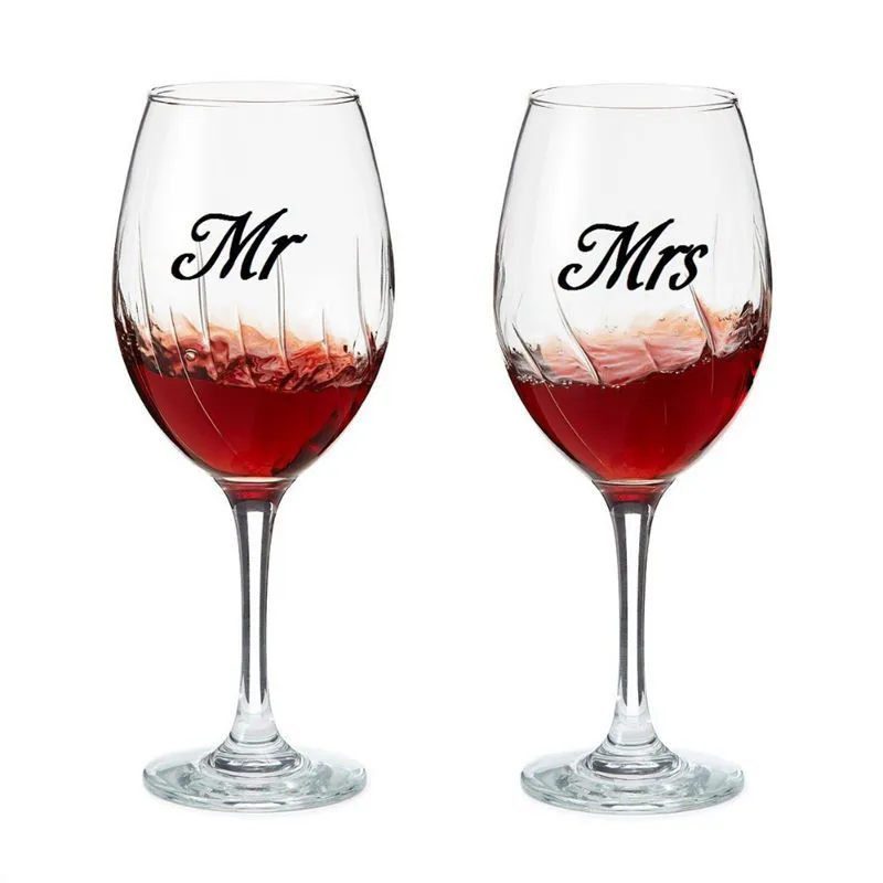 

Wedding Cups Decoration Mr & Mrs Wine glass Sticker Cute Small Poster Mural Vinyl Wall Decals Engagement Party Present Love XL11