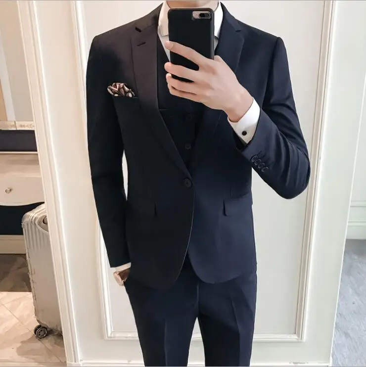 

Costume Mariage Homme Men Business Work Tuxedo 3 Pieces Suits (Jacket+Vest+Pants)Slim Fit Men Suits for Wedding Party
