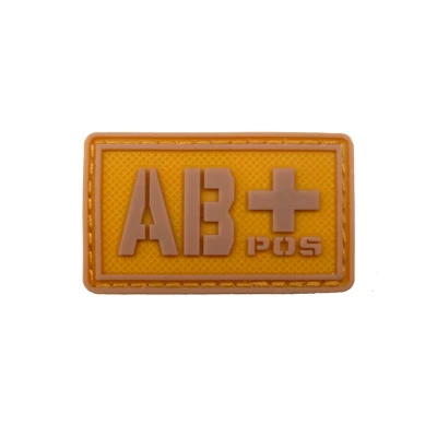 Khaki AB PLUS Пластырь типа крови A+ B+ AB+ O+ Положительный A B AB O+ POS A-B-AB-O-NEG-отрицательный ПВХ значок боевой дух тактический военный крюк патч - Цвет: Khaki AB PLUS