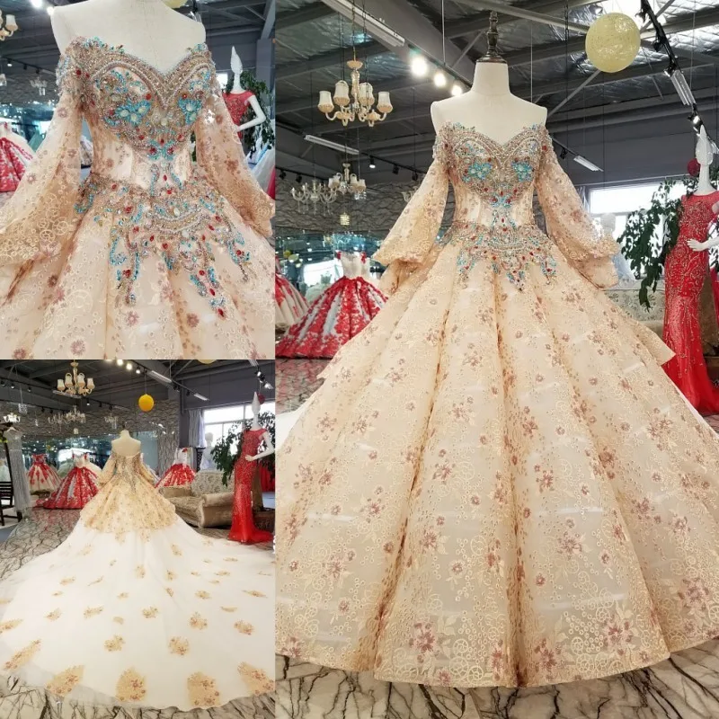 Свадебное платье 2018 Новое высококачественное роскошное с длинным рукавом и