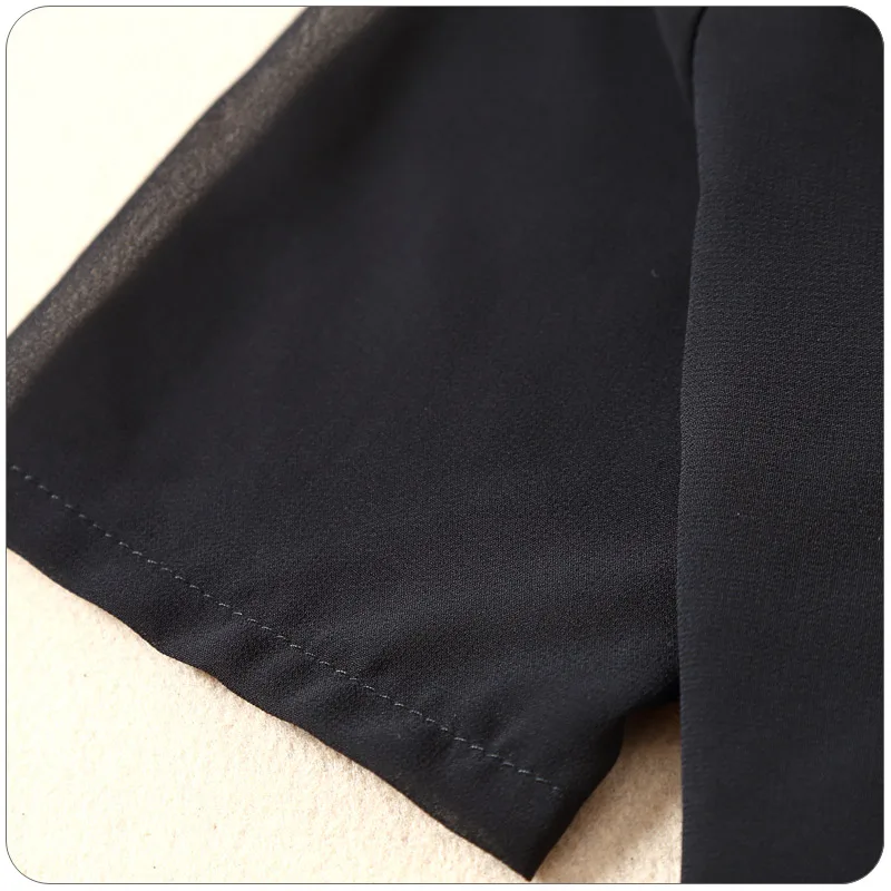 Женская короткая шифоновая куртка M/L XXXL Летние черные маленькие топы рубашка с