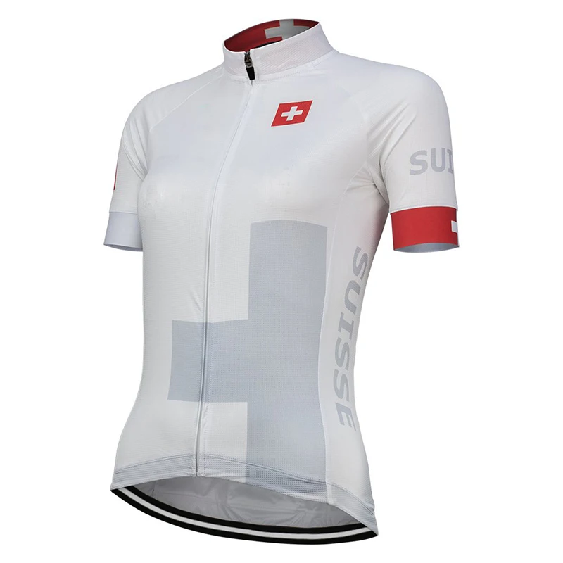 Switzerland 2020 Team Cycling Jersey Women Bike Road Mountain Race Tops White Clothing Summer Breathable Quick Dry | Спорт и