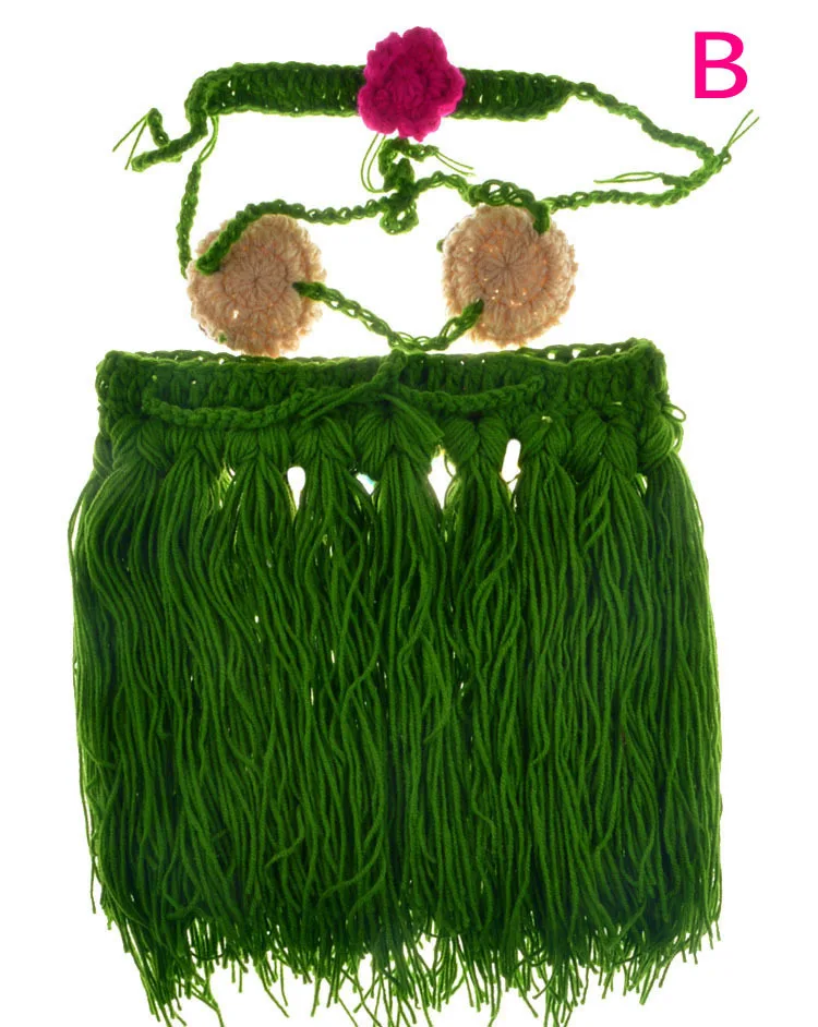 Cute! 1 Set Photo Photography Prop Hats Outfits Newborn Baby Crochet Knit Costume Hawaiian Hula Woven Clothes Gift | Детская одежда и