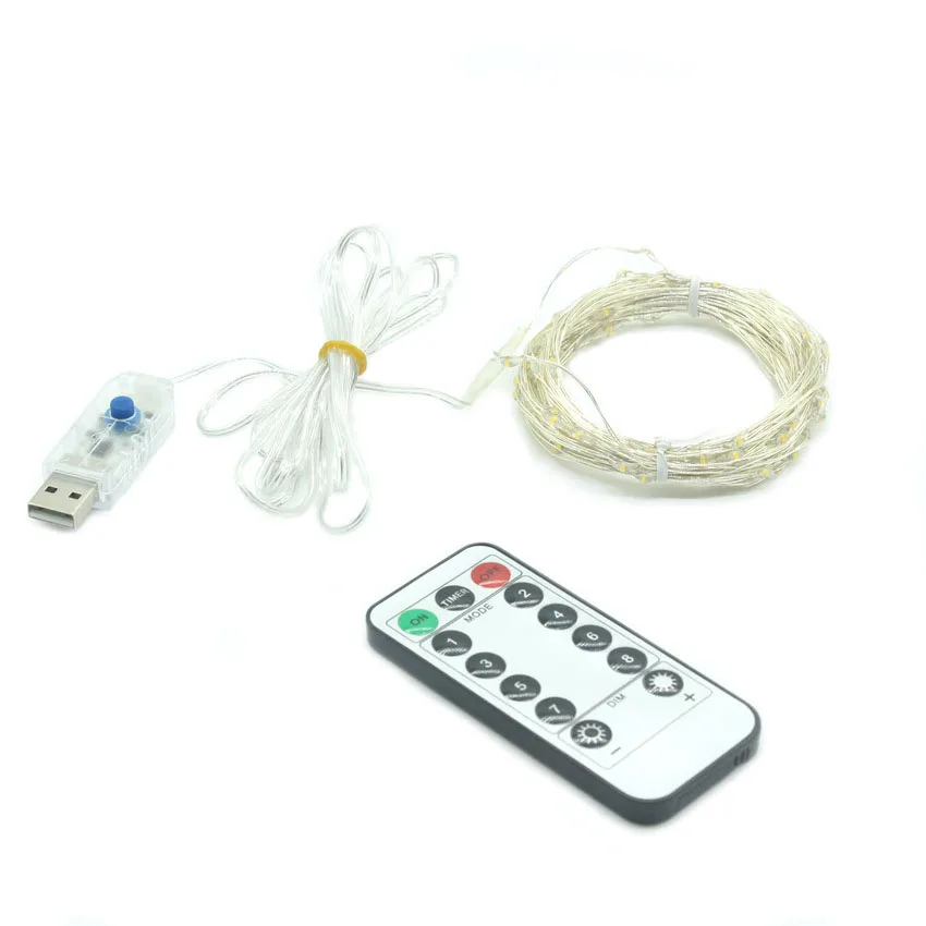 USB 5V 8 Modes Remote control 100LED 50LED SMD Sliver Light Waterproof String Fairy Lamp For Party Wedding Holiday LED Dec | Лампы и