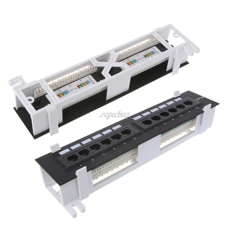 12 портов CAT5 CAT5E Патч панель RJ45 сетевое настенное крепление стойка Кронштейн