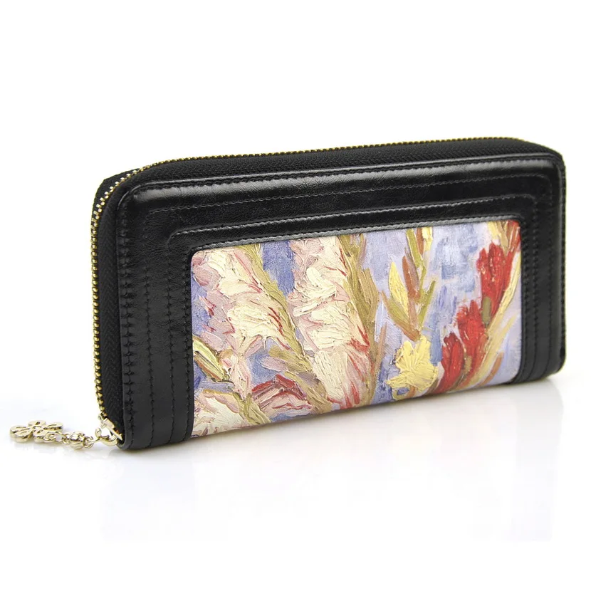 Женский кошелек из искусственной кожи с цветами на молнии для мобильного
