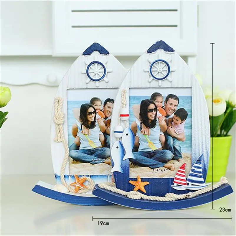 Средиземноморский Стиль штурвала фото Рамки Винтаж 5 дюймов деревянный смолы