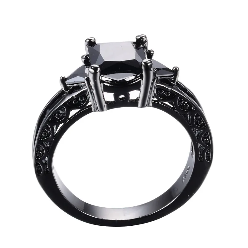 Винтажное модное квадратное кольцо из черного камня для женщин/мужчин свадебные