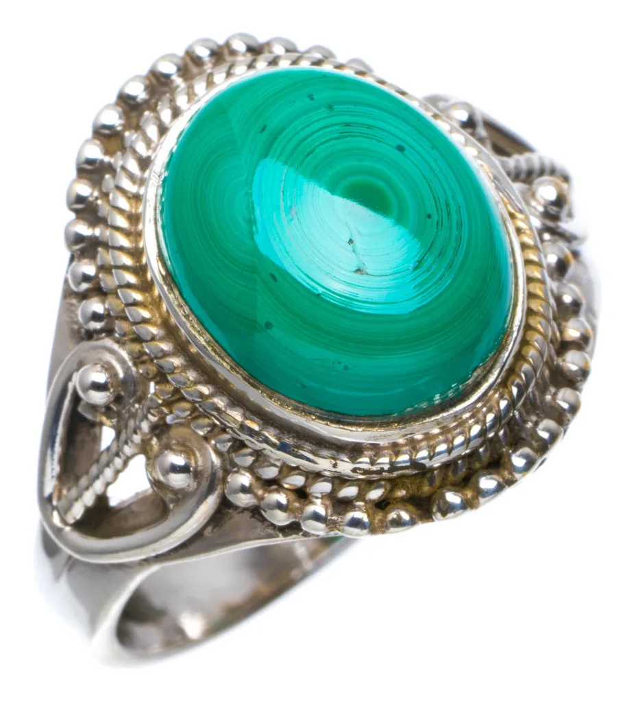 Натуральный Малахит ручной работы уникальное женское серебряное кольцо 7 5 A4021 |