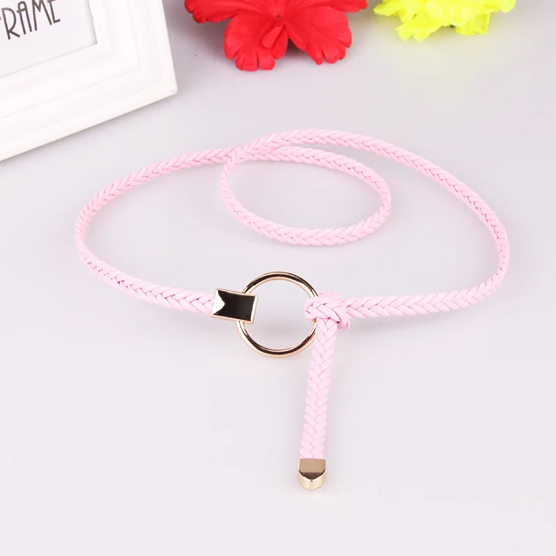 pink style 2 Женский кожаный ремень, регулируемый тонкий женский ремень, женский свитер, повседневный пояс, эластичный пояс - Цвет: pink style 2