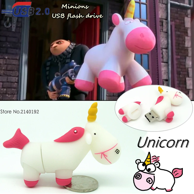 С принтом в виде белого единорога флешки Миньон usb флеш накопитель TF карта с