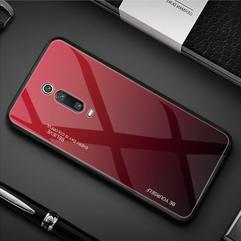For Xiaomi F1 8 Lite 6 Pro 6X 5X Mix3 9 SE Gradient Tempered Glass Cover on for Redmi Go Note 5 5Plus 6A Note7 k20 7A case |