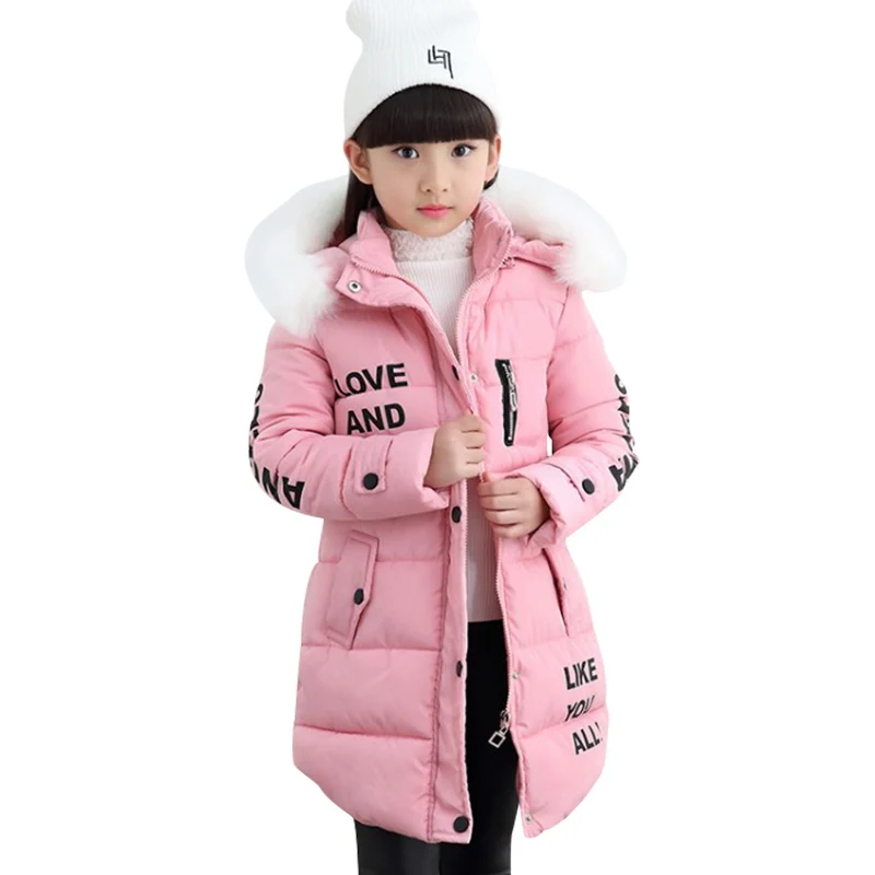 pink Winterjas meisjes/; детская зимняя верхняя одежда; Стильная Повседневная Длинная Верхняя одежда для девочек; пальто; одежда для детей; зимнее пальто для девочек - Цвет: pink