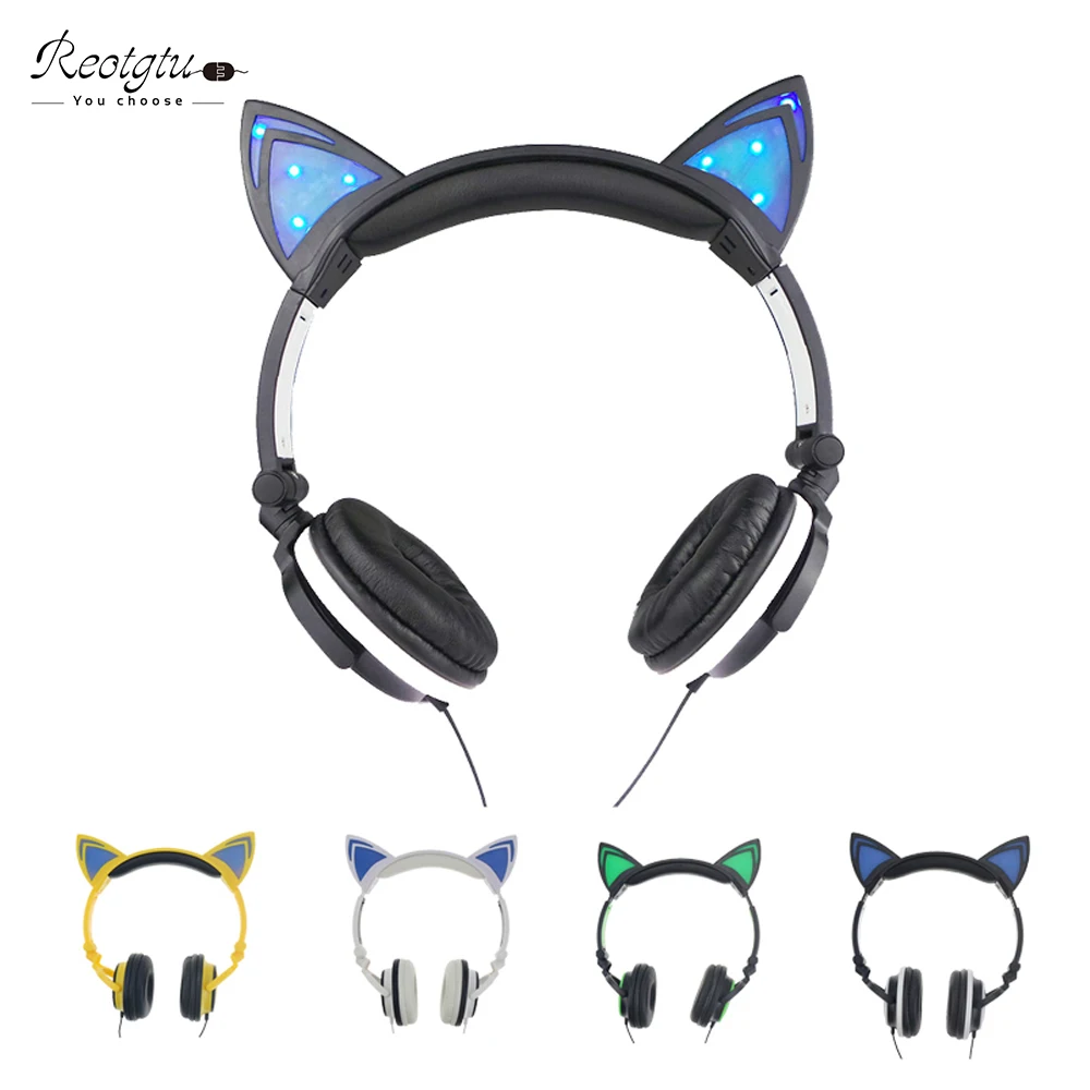 Складная мигает светящиеся игровая гарнитура наушники с светодиодный для